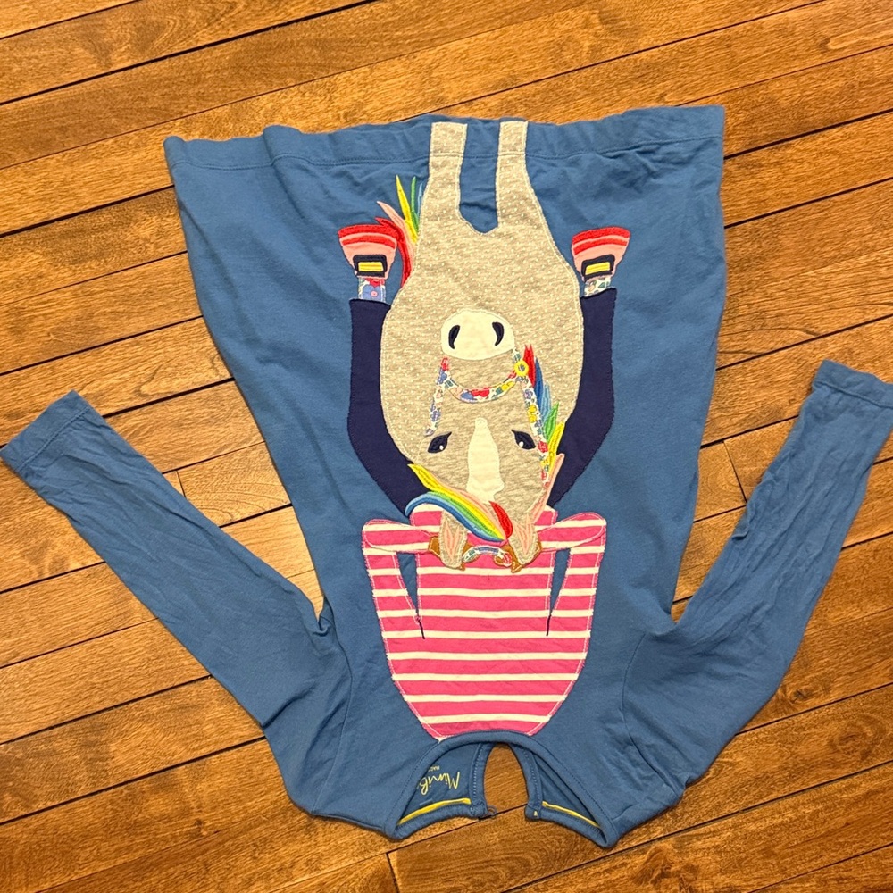 Mini Boden Blue Dress with Colorful Bear Design